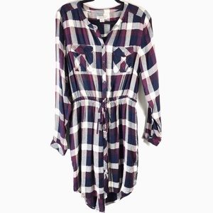 Lucky Brand Plaid Button Front Shirt Dress sz XL